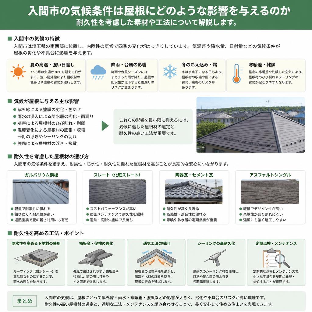 入間市の気候と屋根の耐久性